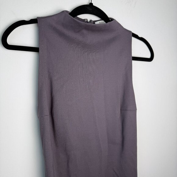 Aritzia Babaton Dress Matheson Ponte Bodycon High Neck Magnetic Gray Size 6 - Picture 6 of 11